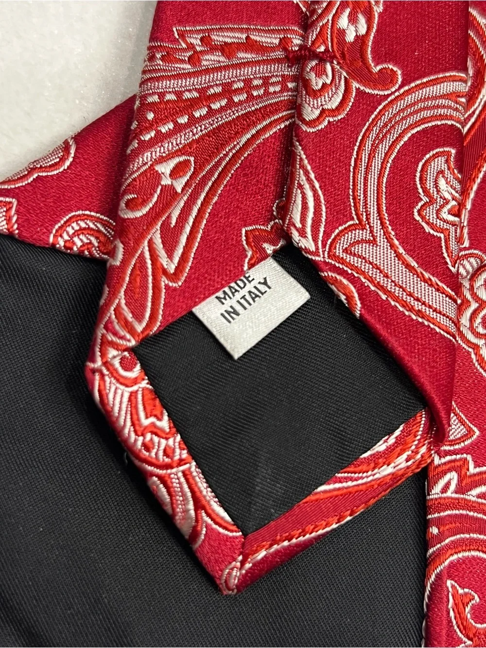 Valentino Tie Mens One Size Red Silk Paisley Jacquard Made In Italy Classic